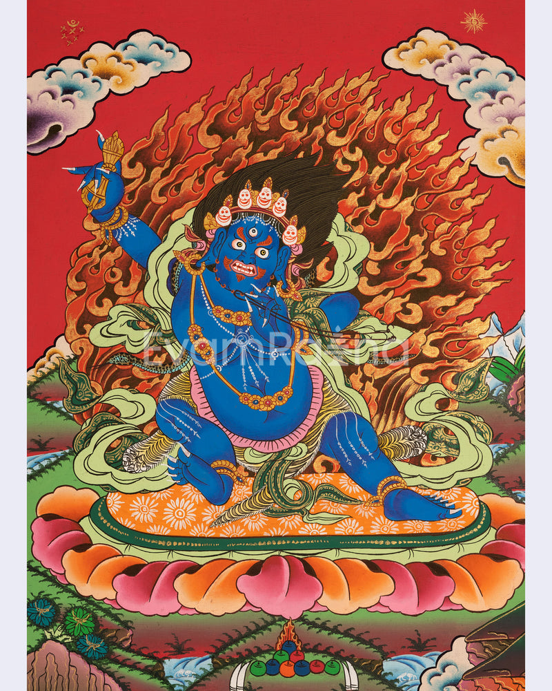 Original Hand Painted Vajrapani Bodhisattva Thangka | Tibetan Wrathful Bodhisattva Painting