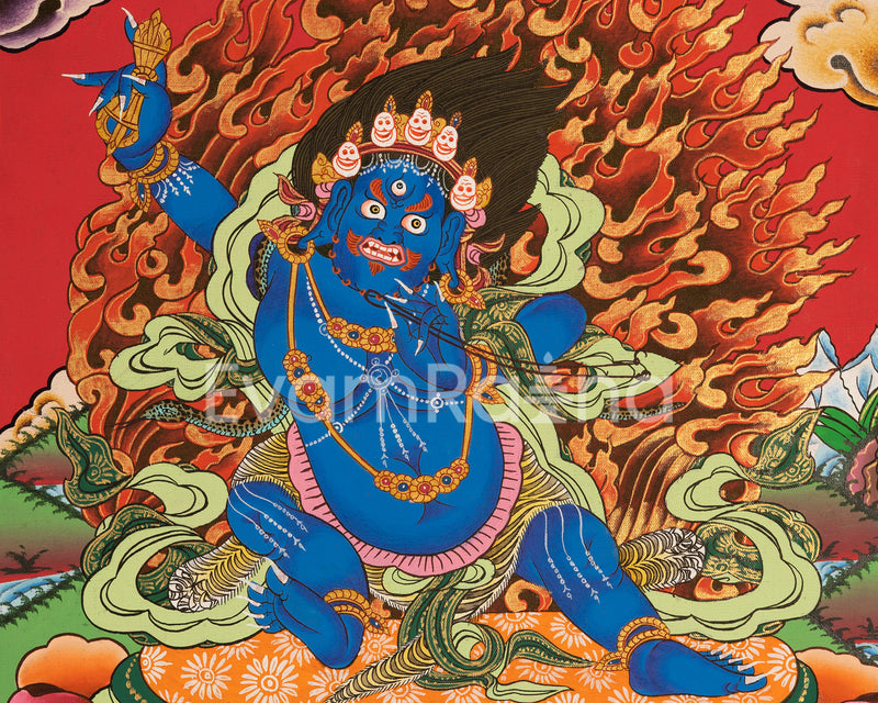 Original Hand Painted Vajrapani Bodhisattva Thangka | Tibetan Wrathful Bodhisattva Painting