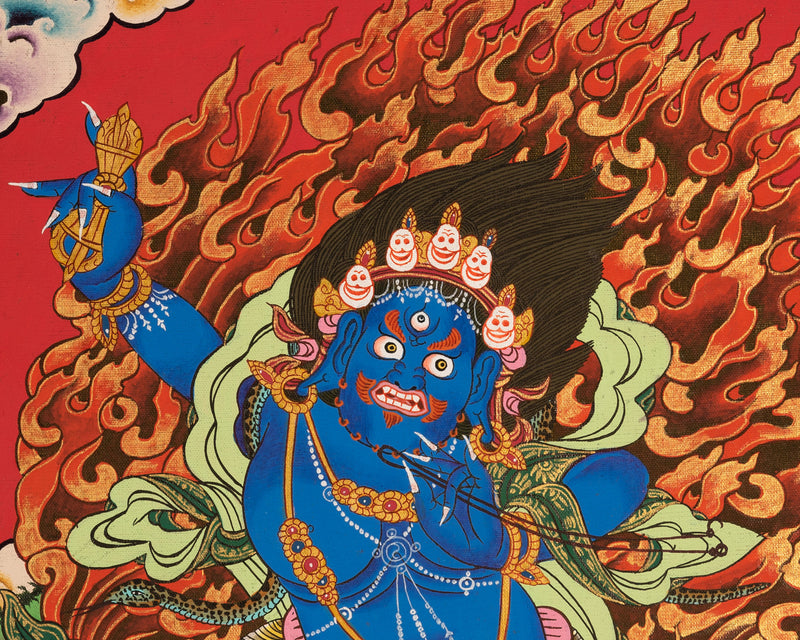 Original Hand Painted Vajrapani Bodhisattva Thangka | Tibetan Wrathful Bodhisattva Painting