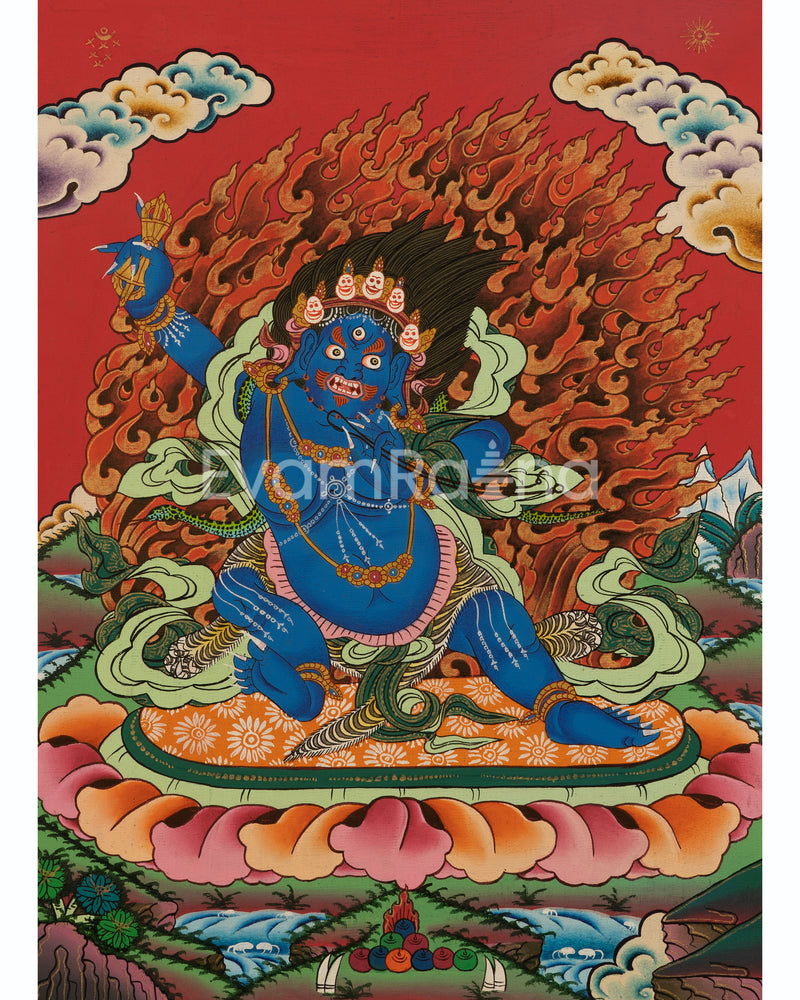 Original Hand Painted Vajrapani Bodhisattva Thangka | Tibetan Wrathful Bodhisattva Painting