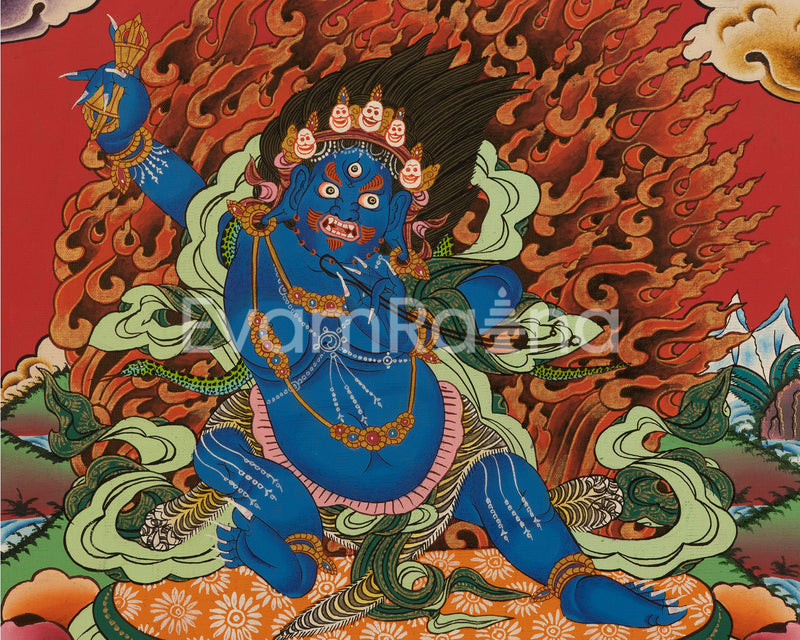 Original Hand Painted Vajrapani Bodhisattva Thangka | Tibetan Wrathful Bodhisattva Painting