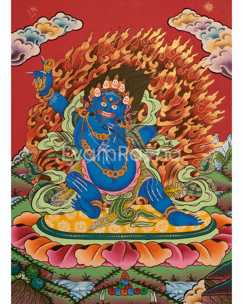 Original Hand Painted Vajrapani Bodhisattva Thangka | Tibetan Wrathful Bodhisattva Painting