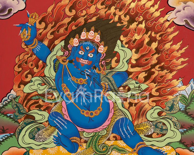 Original Hand Painted Vajrapani Bodhisattva Thangka | Tibetan Wrathful Bodhisattva Painting