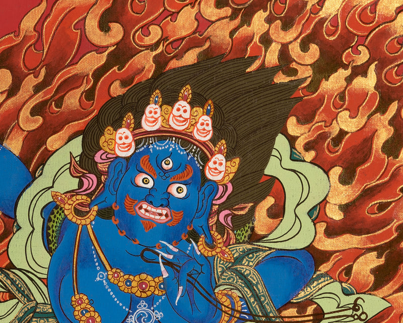 Original Hand Painted Vajrapani Bodhisattva Thangka | Tibetan Wrathful Bodhisattva Painting