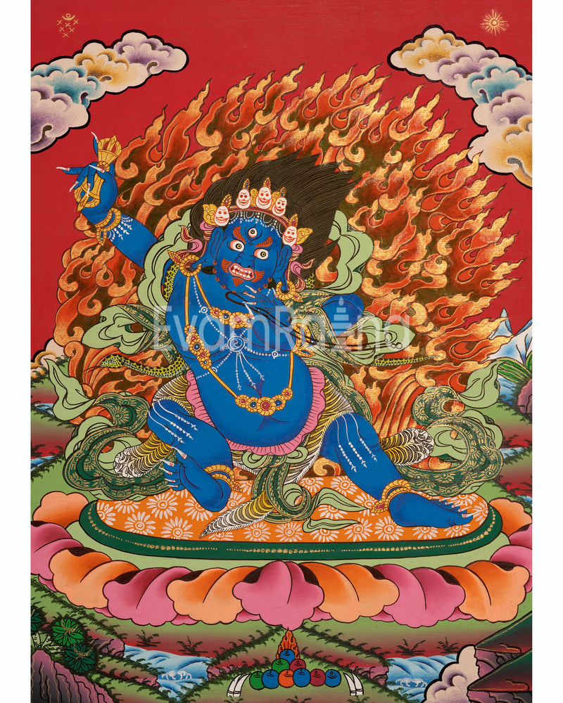 Original Hand Painted Vajrapani Bodhisattva Thangka | Tibetan Wrathful Bodhisattva Painting