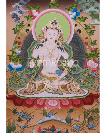 Hand-Painted Vajrasattva Deity Thangka | Symbol of Purification and Healing