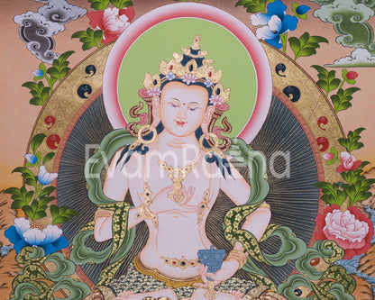 Hand-Painted Vajrasattva Deity Thangka | Symbol of Purification and Healing