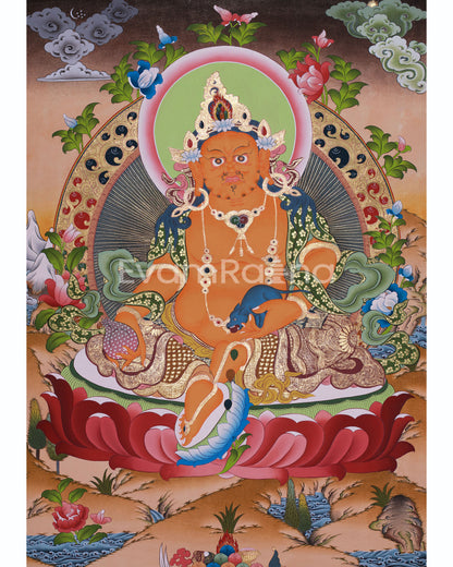 Dzambala Wealth Deity Thangka Painting | Kubera God of Wealth