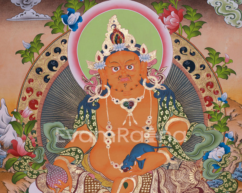 Dzambala Wealth Deity Thangka Painting | Kubera God of Wealth