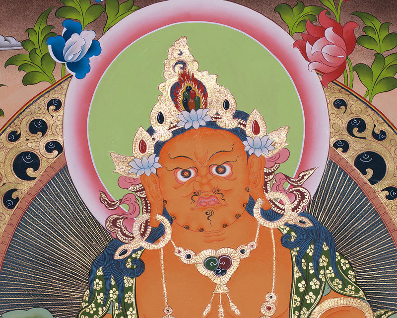 Dzambala Wealth Deity Thangka Painting | Kubera God of Wealth