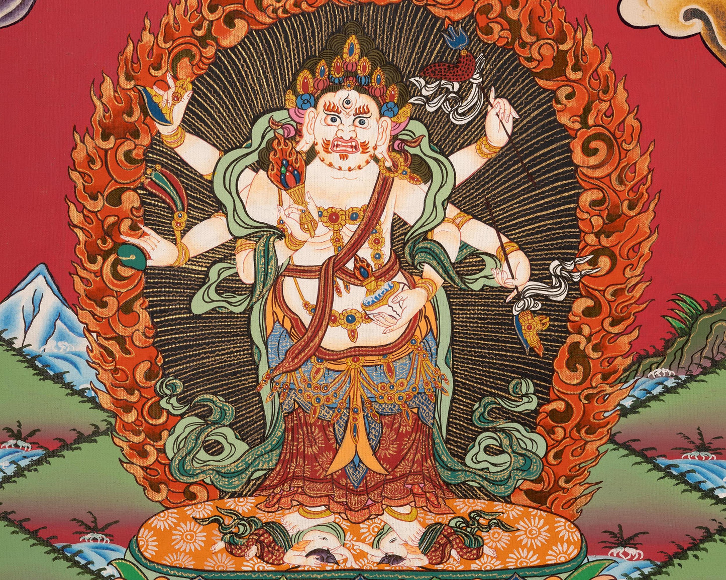 6 Armed Mahakala Thangka | Buddhist Wrathful Deity Painting