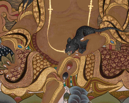 Dzambala Tibetan Thangka | Traditional Himalayan Buddhist Painting