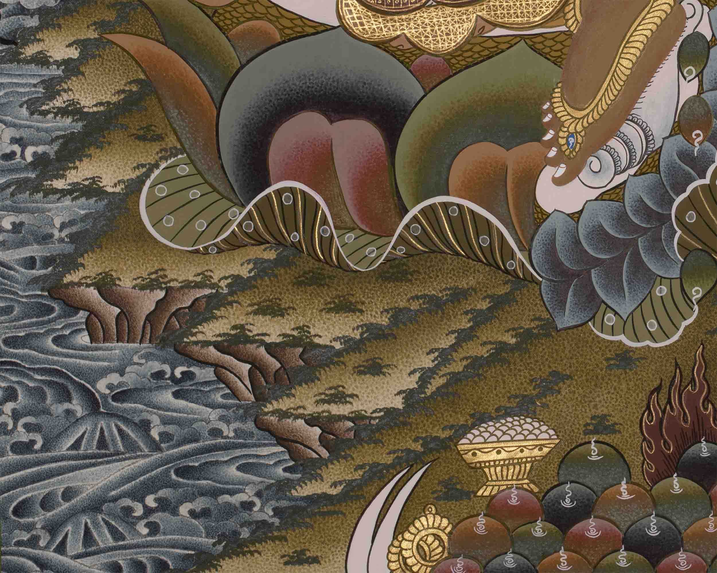 Dzambala Tibetan Thangka | Traditional Himalayan Buddhist Painting