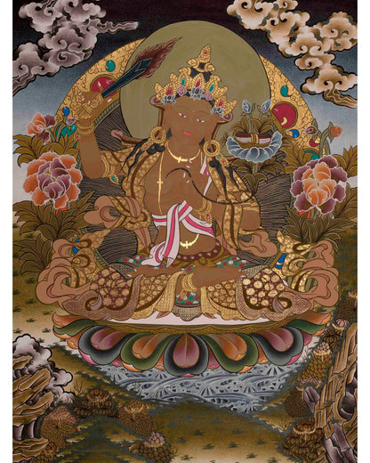 Arya Bodhisattva Manjushri Thanka | Canvas Painting For Wall Hanging