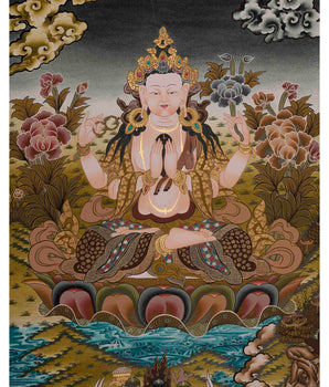 Four Armed Chengrezig Thanka