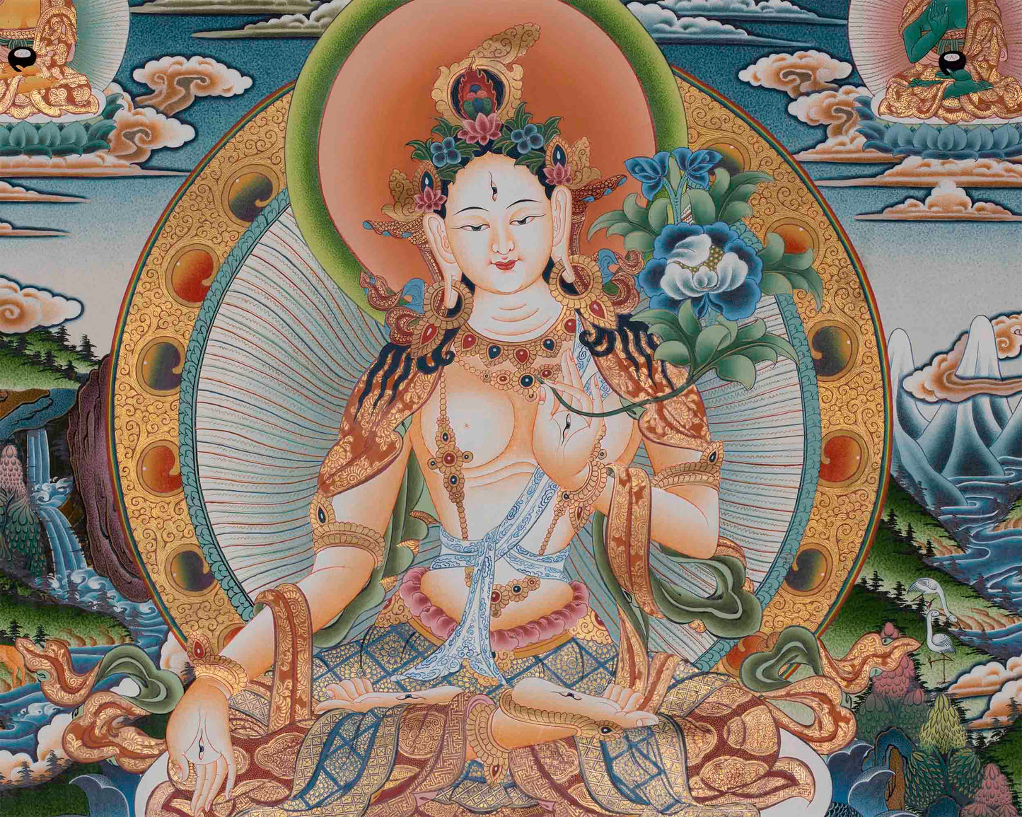 Authentic White Tara Thangka |  Hand-Painted Buddhist Art