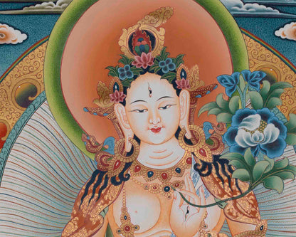 Authentic White Tara Thangka |  Hand-Painted Buddhist Art