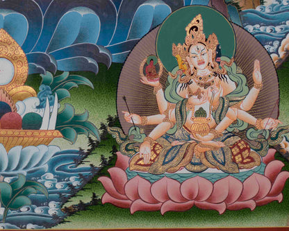 Authentic White Tara Thangka |  Hand-Painted Buddhist Art