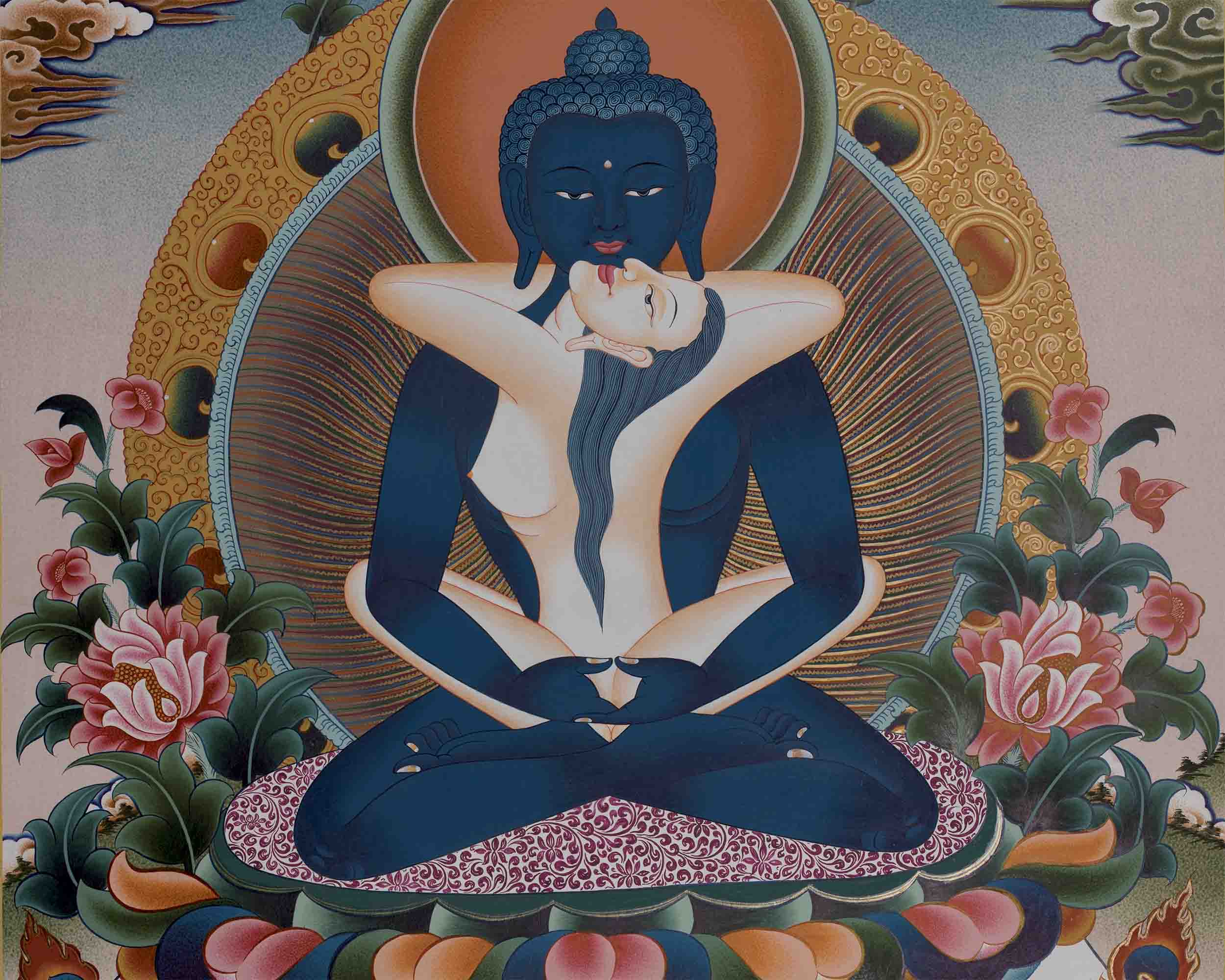 Hand-Painted Samantabhadra Thangka | Spiritual Wall Hanging