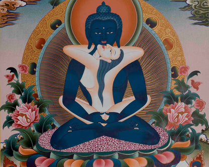 Hand-Painted Samantabhadra Thangka | Spiritual Wall Hanging