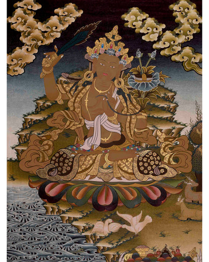 Arya Bodhisattva Manjushri Thanka | Canvas Painting For Wall Hanging