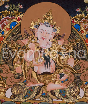 Hand-Painted Heruka Vajrasattva and Consort Thangka | Divine Union of Wisdom and Compassion