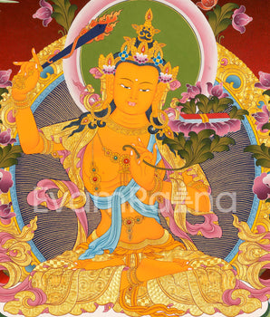 Original Hand-Painted Manjushree Thangka Art | Wisdom Deity