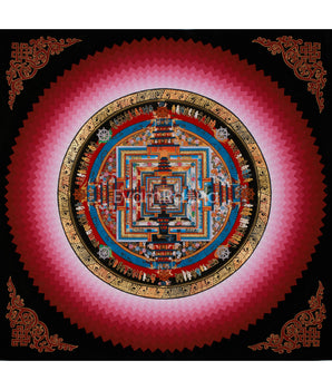 Kalachakra Mandala Thangka With Warm Halo Around