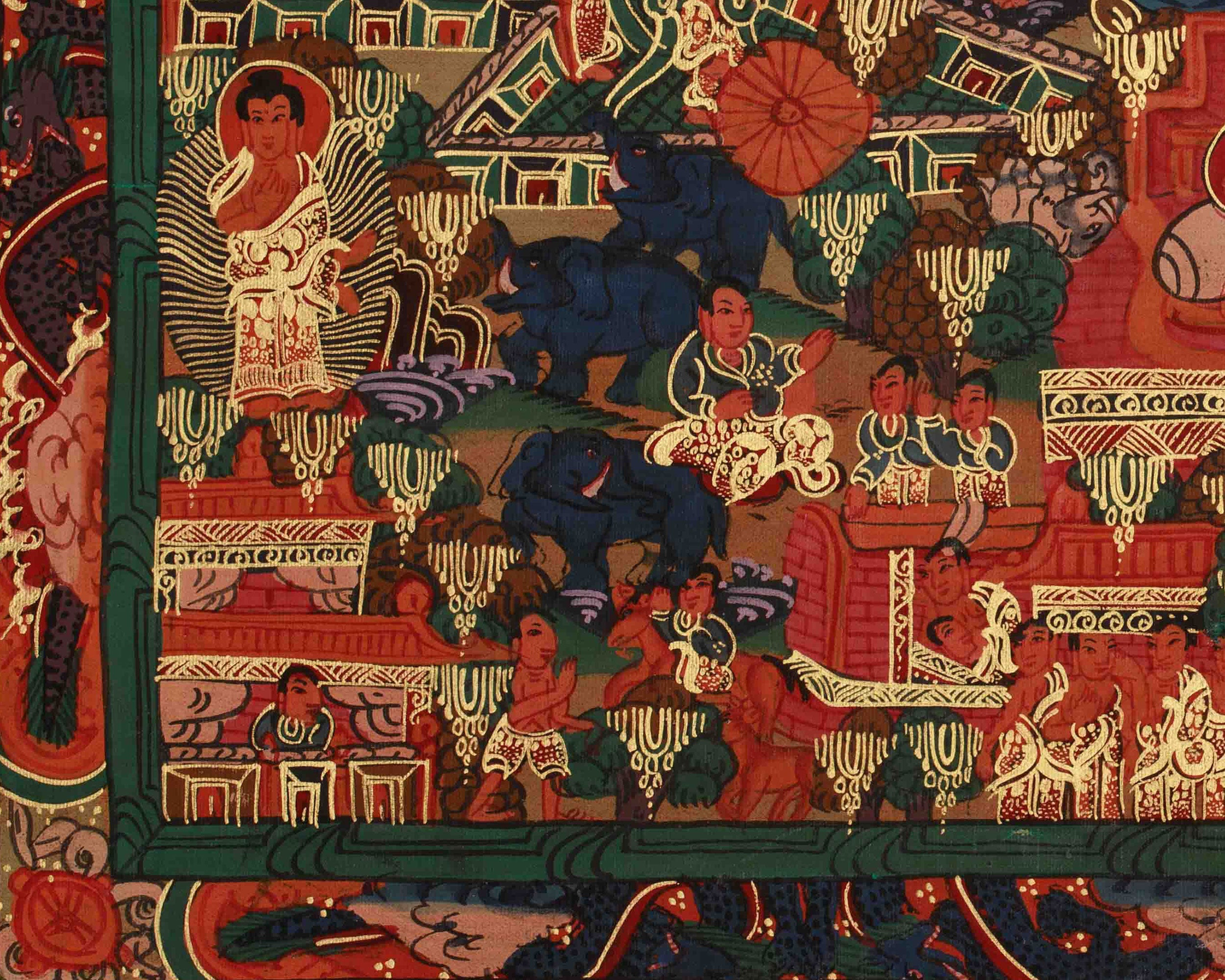 Sacred Buddha Life Story Thangka | Siddhartha Gautama | Spiritual Path To Enlightenment