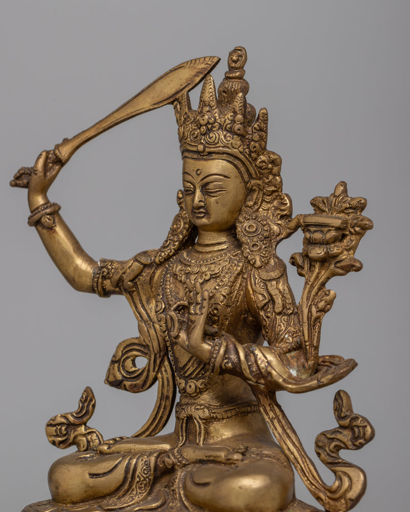 Manjushri Brass Statue | Symbol of Transcendent Wisdom