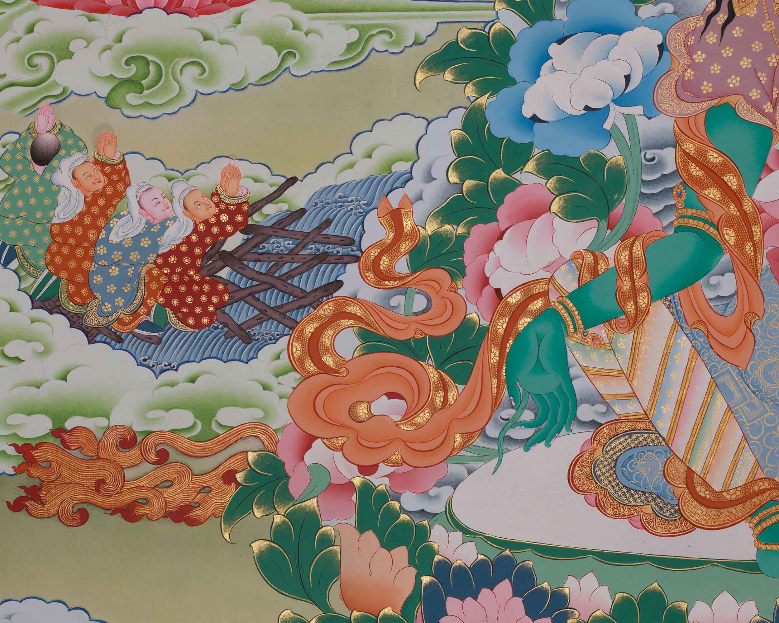 Shyama Tara Buddhist Thangka | Compassionate Goddess Green Tara