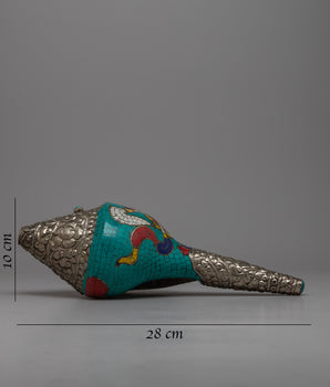 White Metal Sankh | Ceremonial Conch Shell for Spiritual Practices
