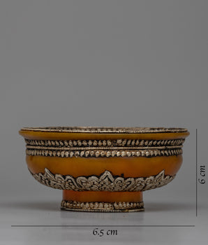 Silver Tibetan Tea Bowl | Elegant and Spiritual Home Decor