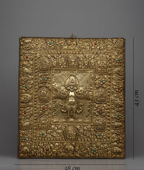 Tibetan Brass Garuda Thangka Wall Hanging | Auspicious Symbol of Spiritual Protection