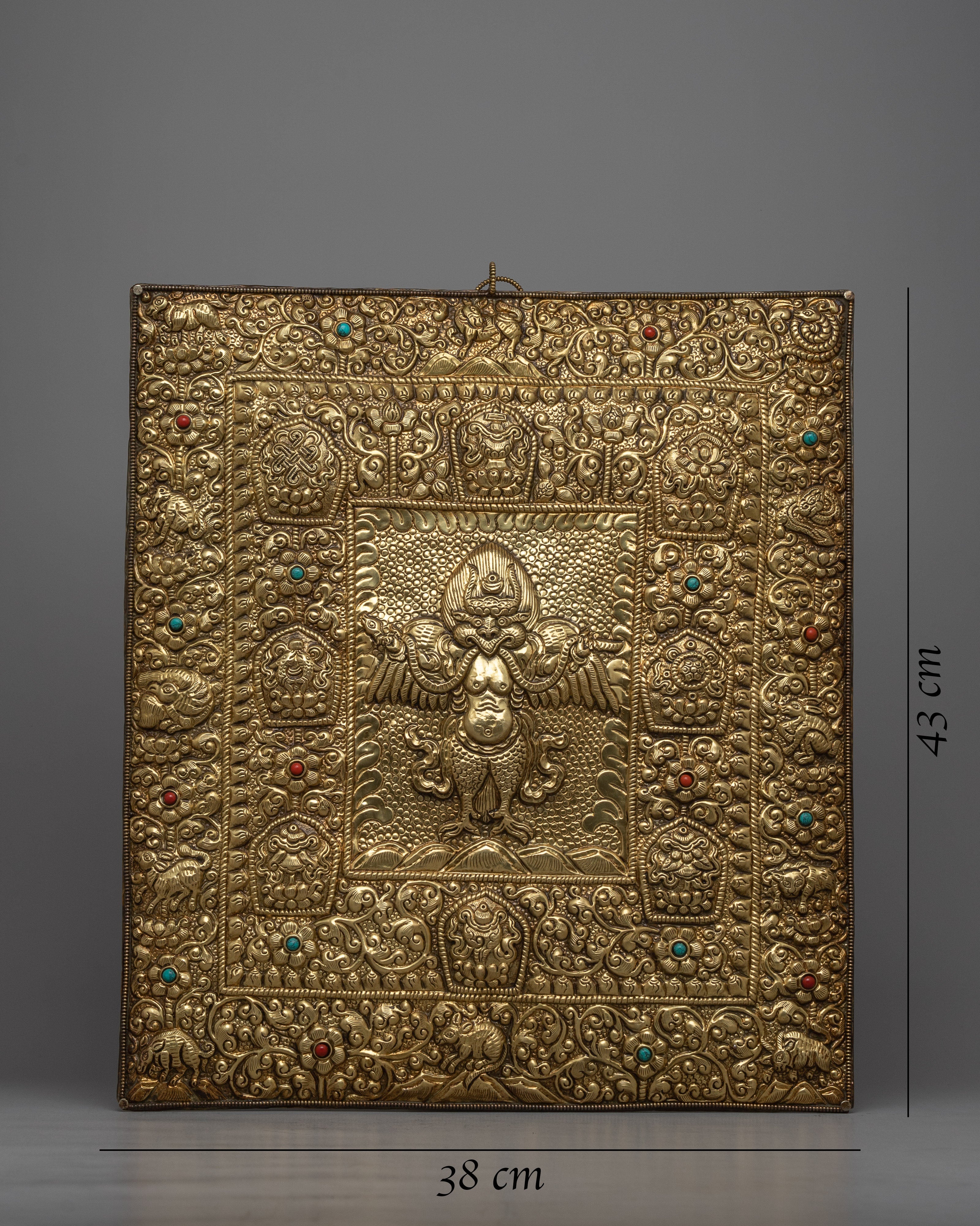 Tibetan Brass Garuda Thangka Wall Hanging | Auspicious Symbol of Spiritual Protection