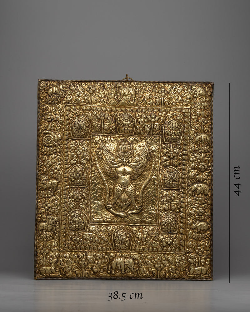 Tibetan Buddhist Wall Hanging -  Garuda Surrounded by Auspicious Symbols