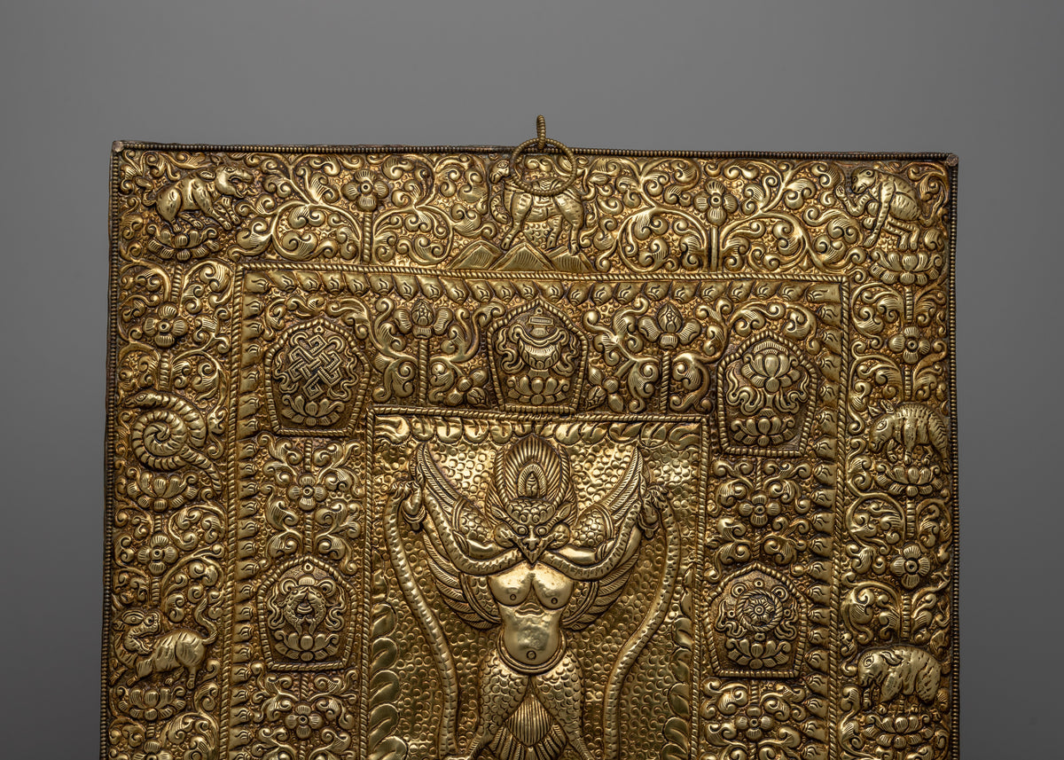 Tibetan Buddhist Wall Hanging -  Garuda Surrounded by Auspicious Symbols