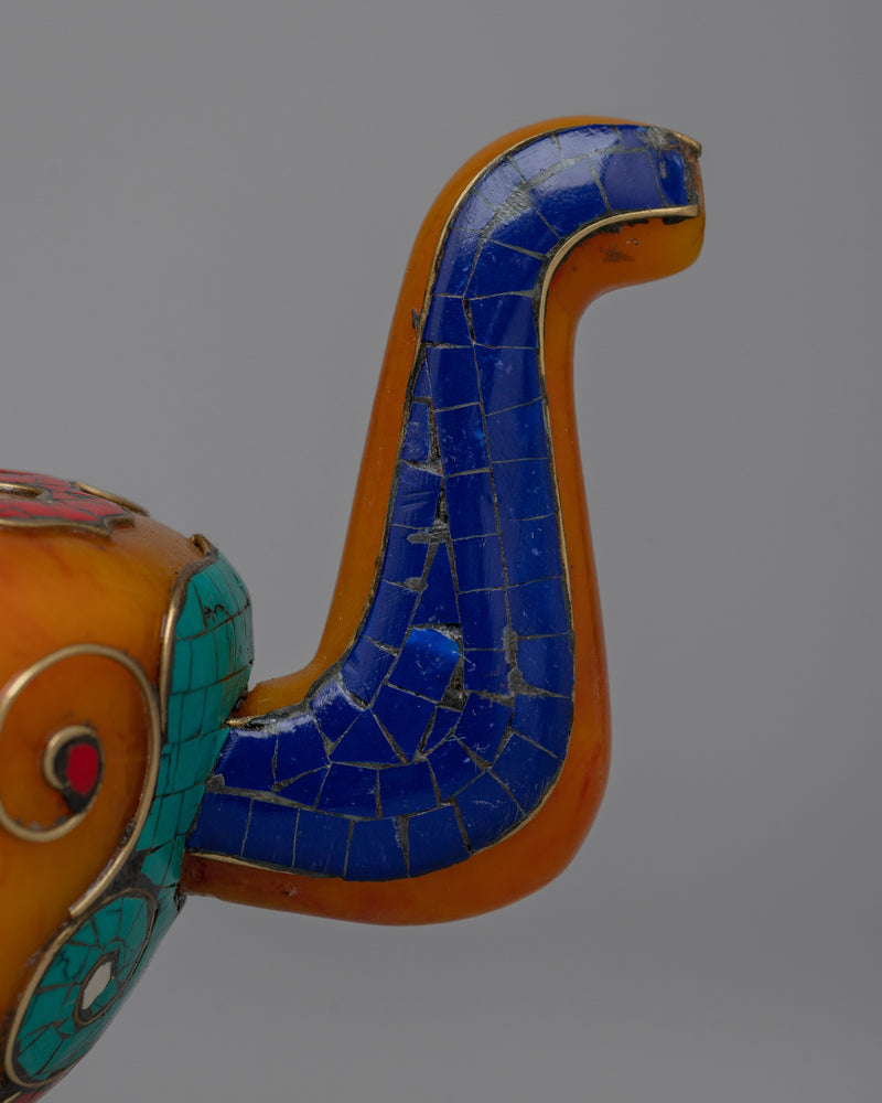 Turquoise, Coral,Lapis Lazuli Tea Pot | Exquisite Fusion of Precious Stones for Luxury Decor