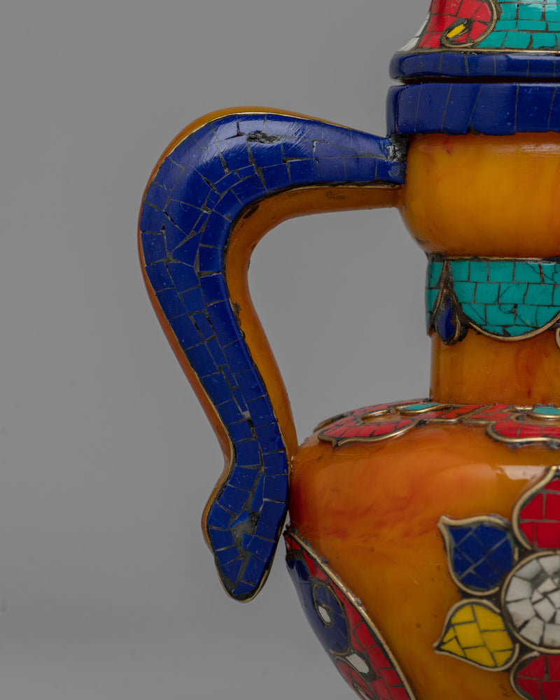 Turquoise, Coral,Lapis Lazuli Tea Pot | Exquisite Fusion of Precious Stones for Luxury Decor