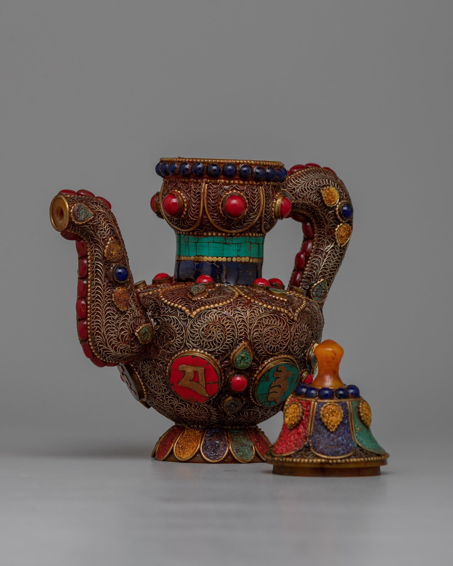 Filigree Stones Tea Pot | Exquisite Craftsmanship with Intricate Stone Embellishments