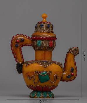 Turquoise Coral Lapis Lazuli Wine Pot, Tea Pot | Exquisite Fusion of Artifical Gemstones for Elegant Serving