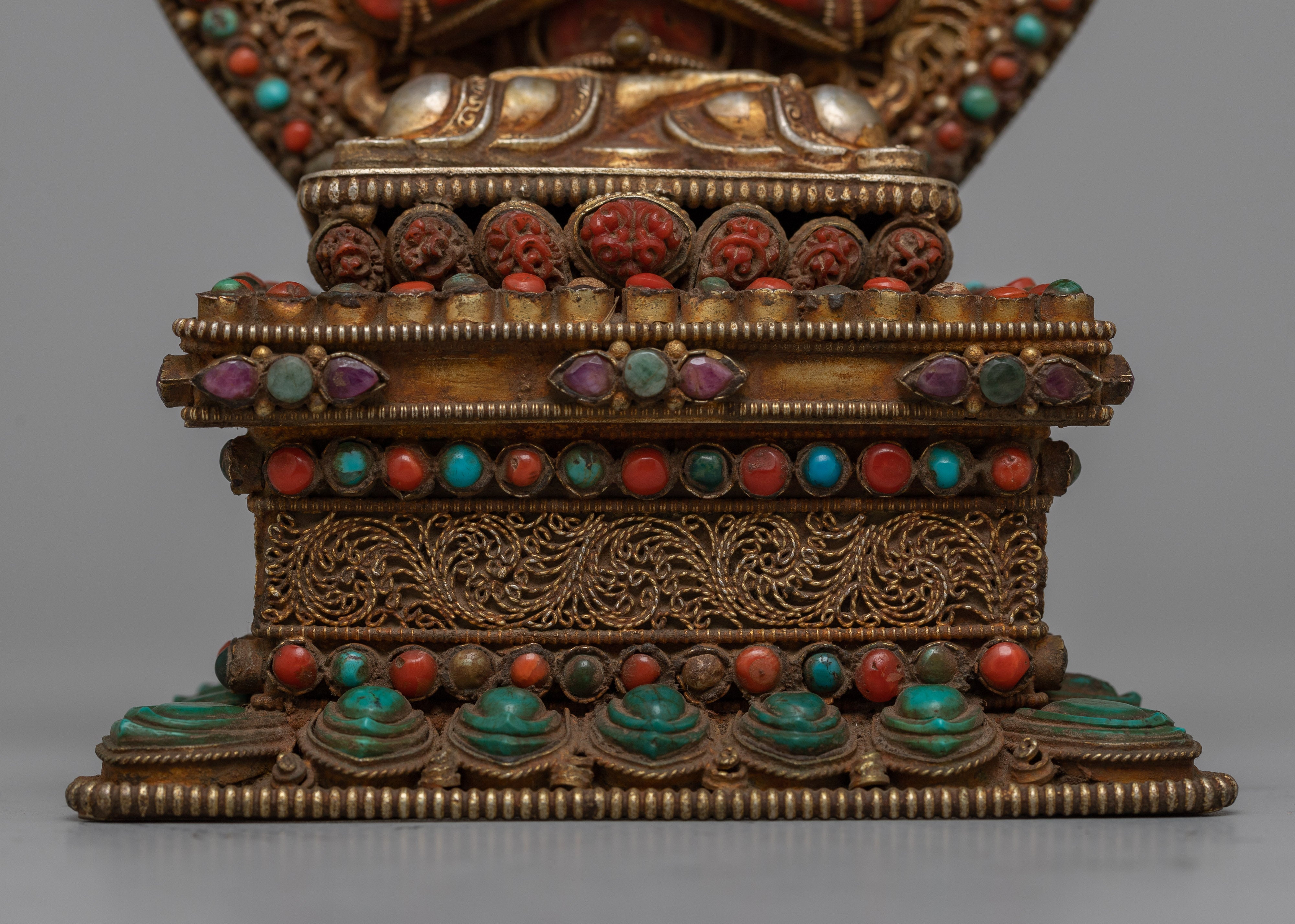 Coral Stone Chenresig Statue | Symbolizing Compassion and Loving-Kindness
