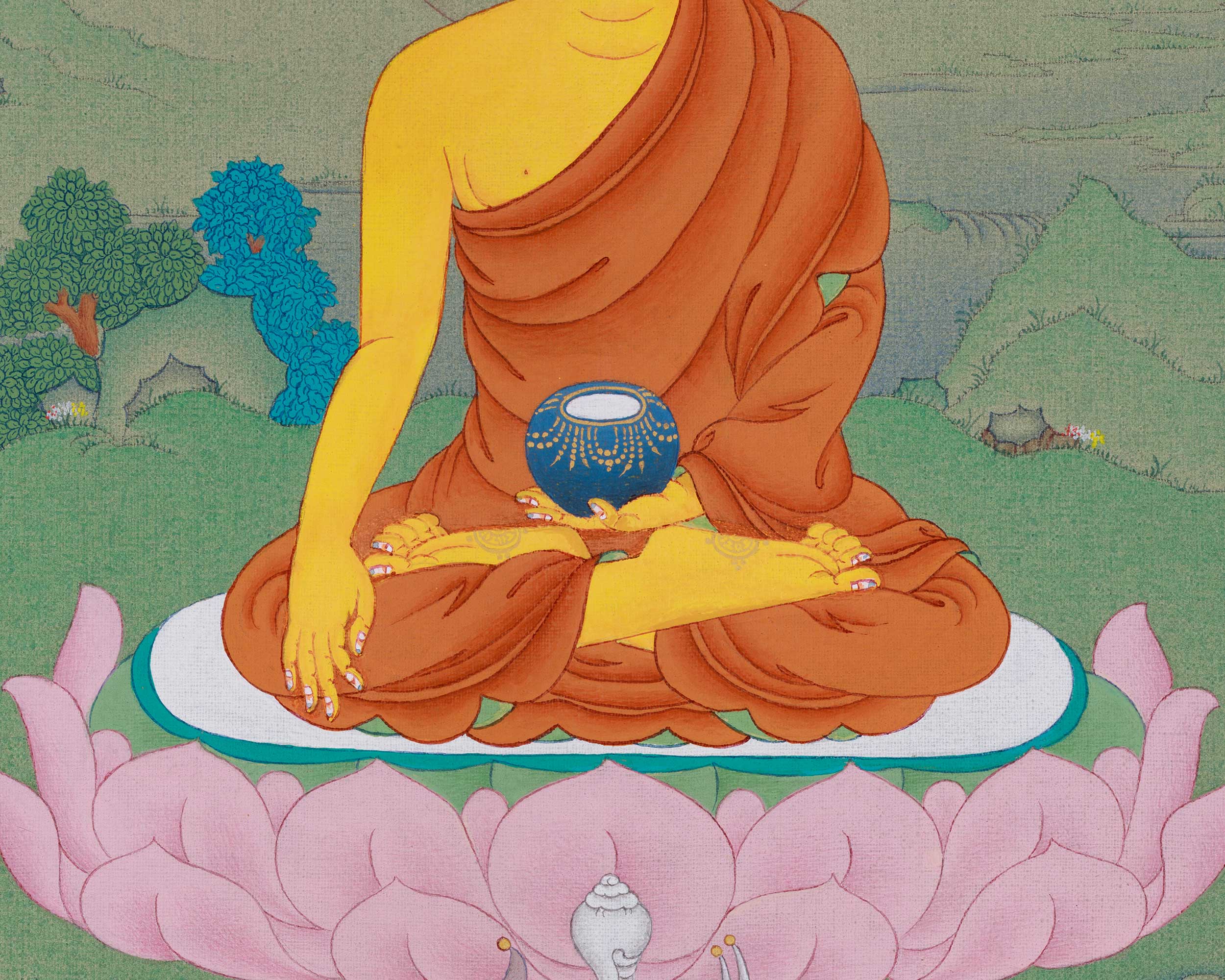 Thangka of Historical Buddha, Shakyamuni | The Enlightened One, Representing Wisdom and Compassion