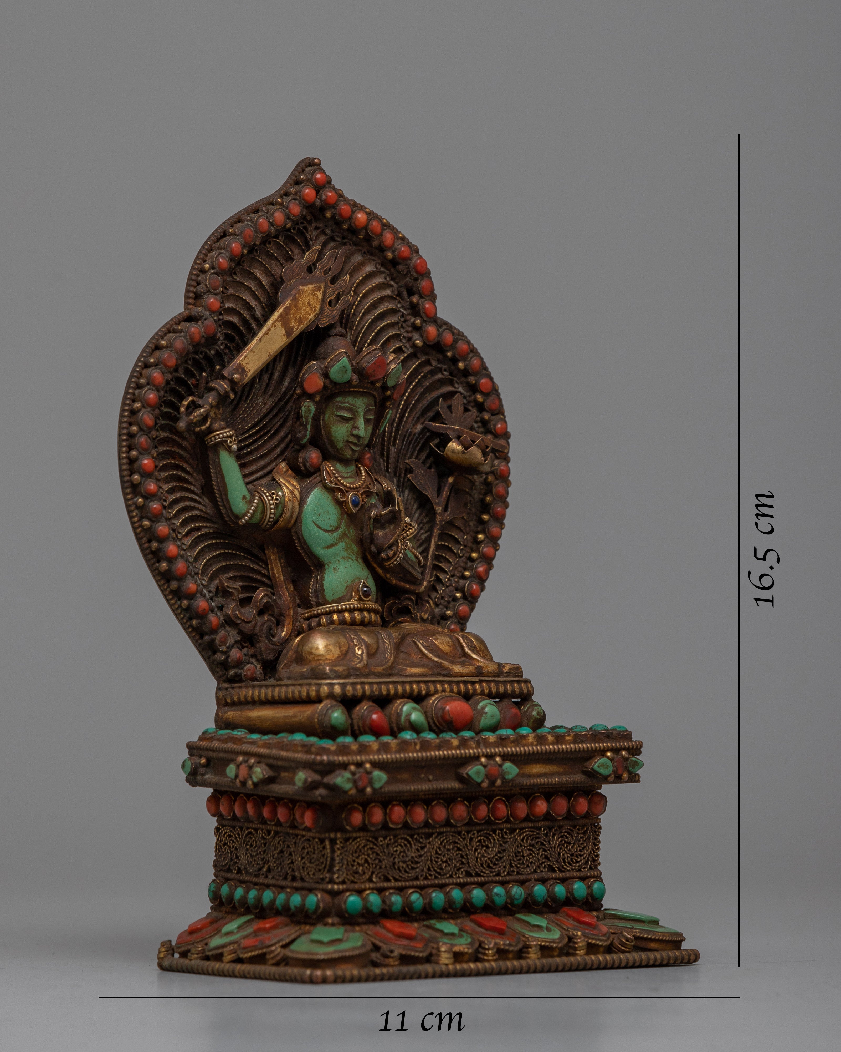 Green Turquoise Manjushri Statue | Inspiring Intellectual and Spiritual Growth