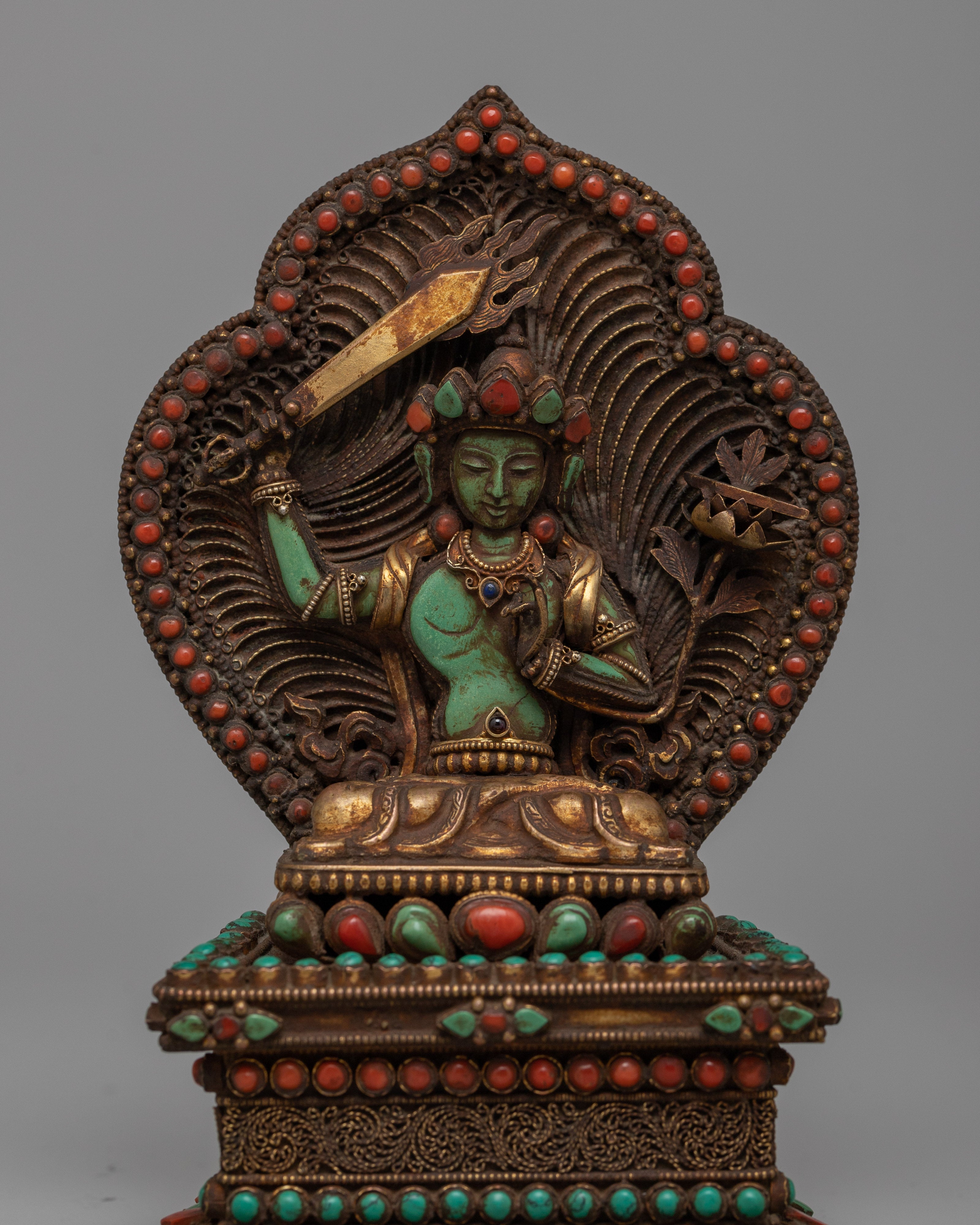 Green Turquoise Manjushri Statue | Inspiring Intellectual and Spiritual Growth