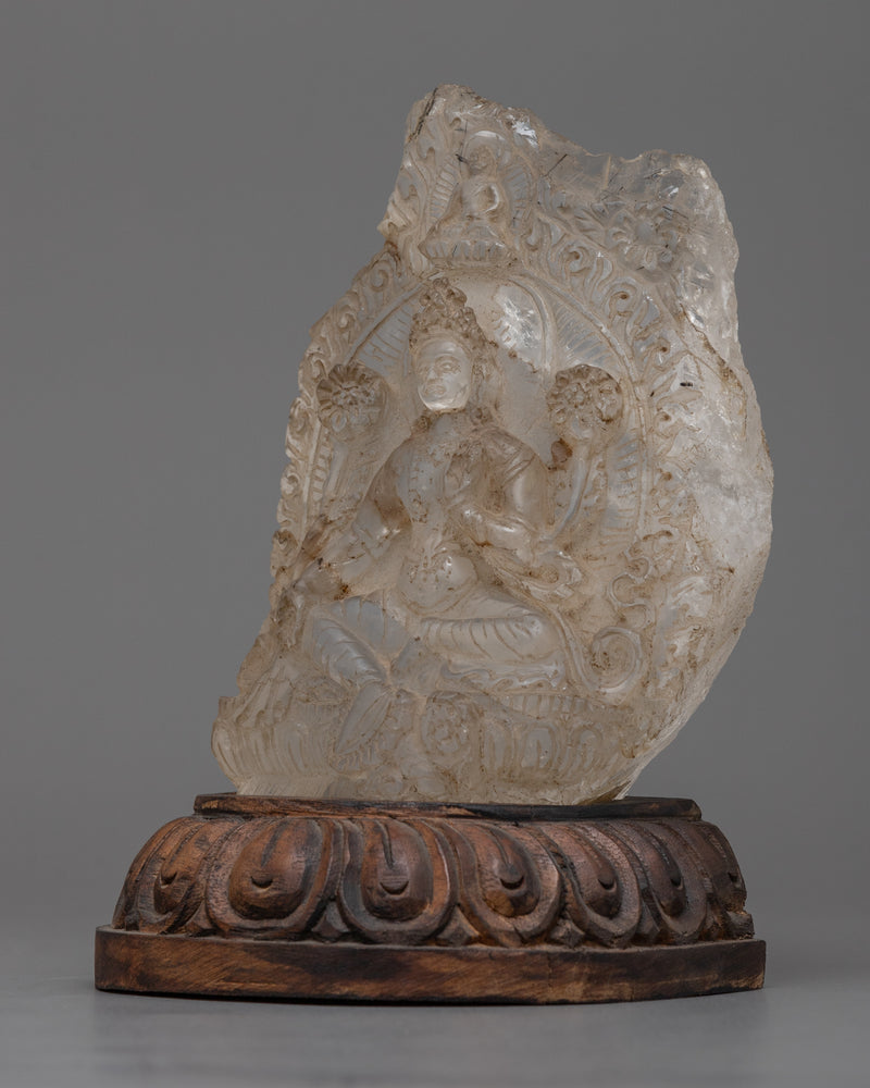 Crystal Green Tara Statue | Handcrafted Spiritual Decor
