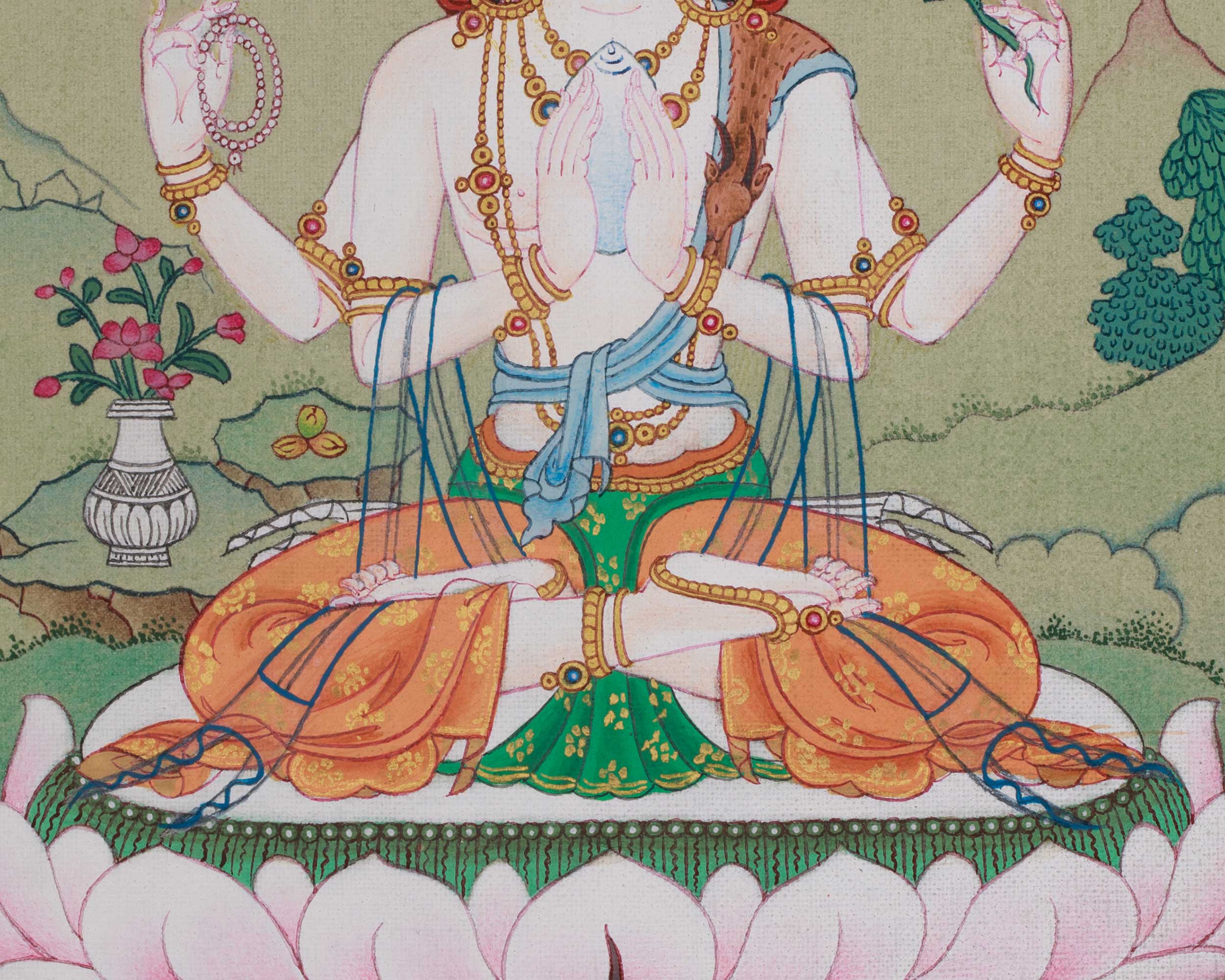 Chenrezig Sacred Art | Avalokiteshvara Thangka | Compassionate Deity