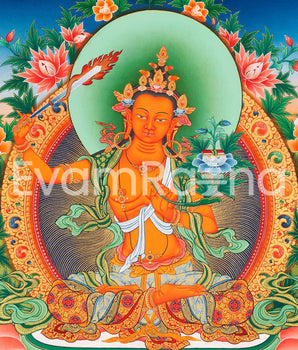 Buddhist Deity Manjushri Thangka | Sacred Buddhist Art of Wisdom and Compassion