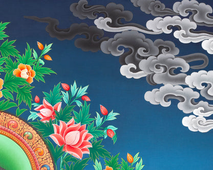 Amitabha Buddha Followed By Other Bodhisattvas | Tibetan Buddhist Thangka Art |