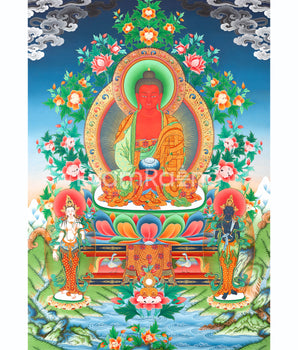 Amitabha Buddha Followed By Other Bodhisattvas 